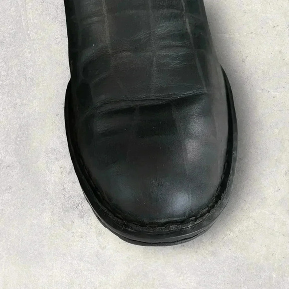 Born  Women’s  Gray Croc Embossed Leather Heeled Mid Calf Western Boots Sz 7.5 - Picture 4 of 11